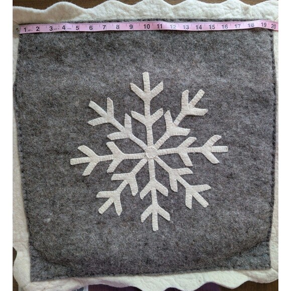ARCADIA HOME WOOL FELT SNOWFLAKE PILLOW COVER GRAY - Picture 6 of 6
